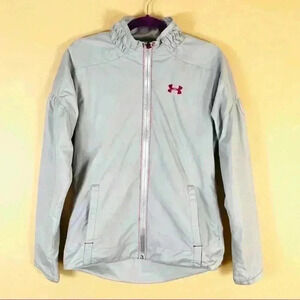 Under Armour Gray/Pink All Weather Water Resistant Windbreaker Jacket Size M